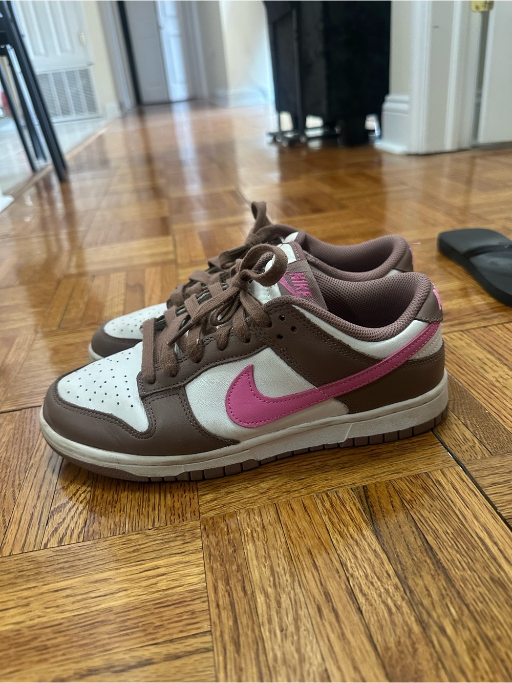 Nike Dunk Low Brown, White & Pink Swoosh